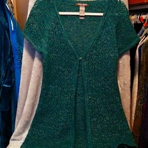 VTG Bisou Bisou Open Front Short Sleeve Sweater